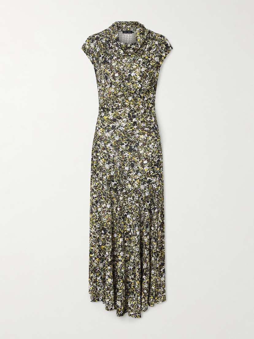 Proenza Schouler Tamara Asymmetric Draped Printed Jersey Maxi Dress