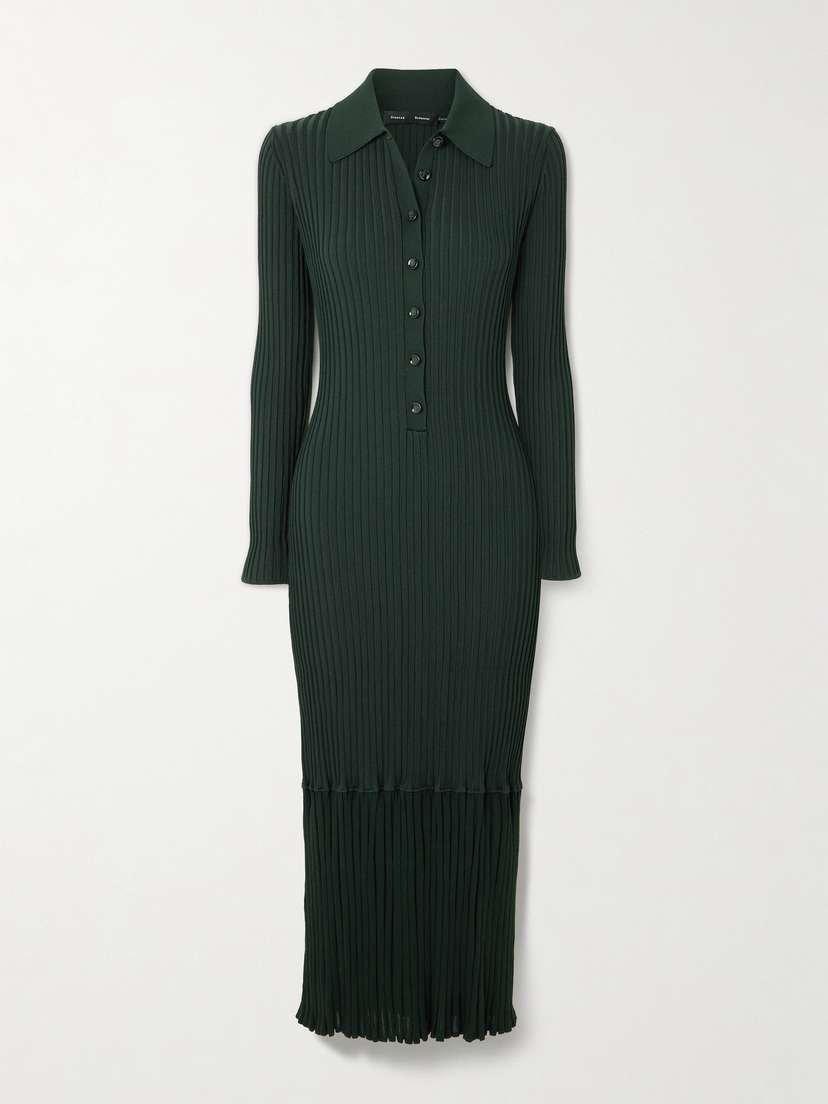 Proenza Schouler Luiza Ribbed-knit Midi Shirt Dress