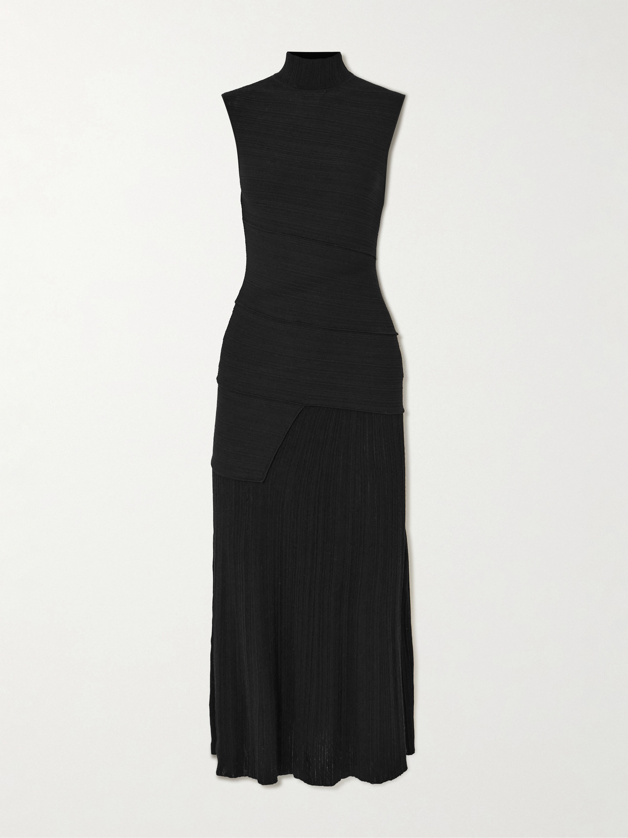 Proenza Schouler Federica Layered Ribbed-knit Midi Dress In Black