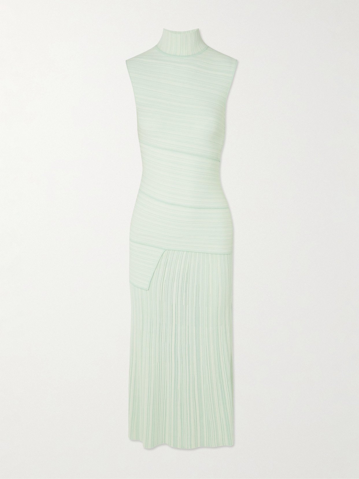 Proenza Schouler Federica Layered Ribbed-knit Midi Dress In Green