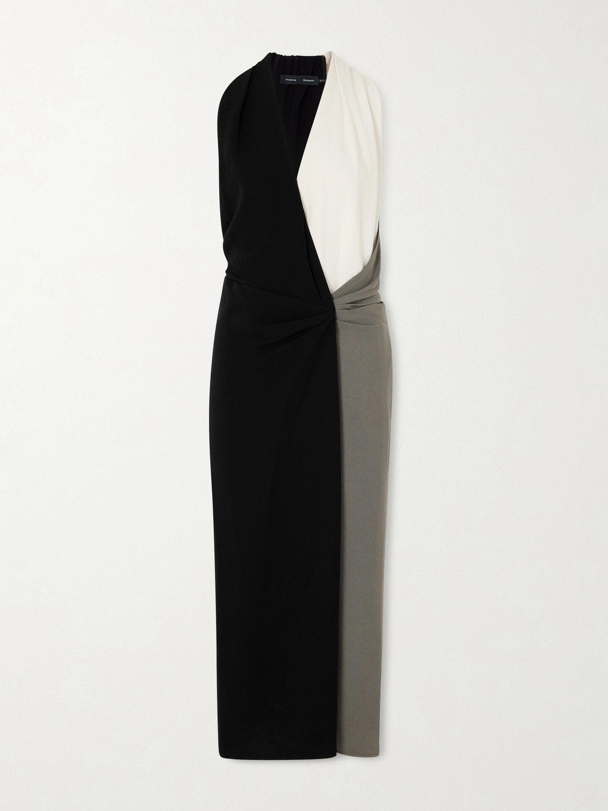 Proenza Schouler Elsa Colorblock Matte Double Crepe Dress In Black