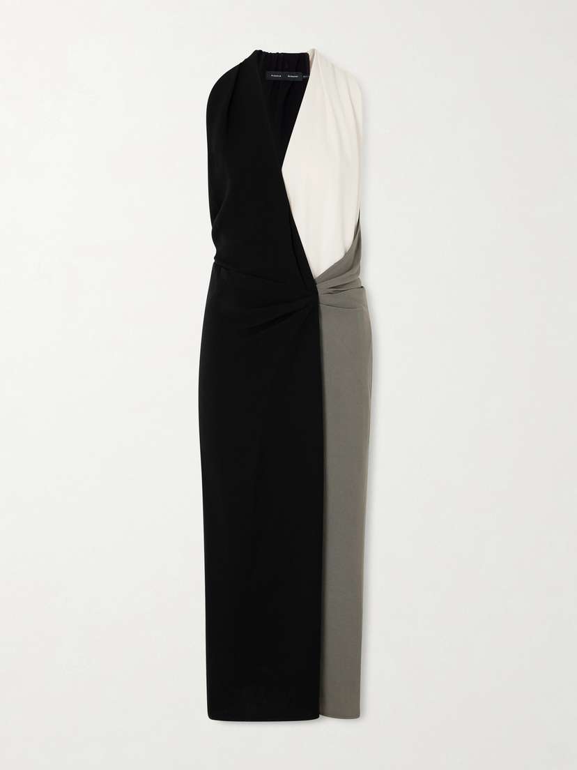 Proenza Schouler Elsa Ruched Color-block Crepe Midi Dress