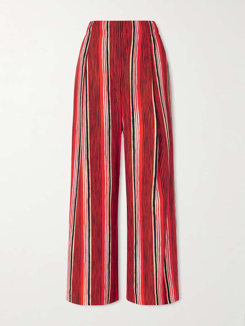 Proenza Schouler Amira Striped Silk-habotai Wide-leg Pants