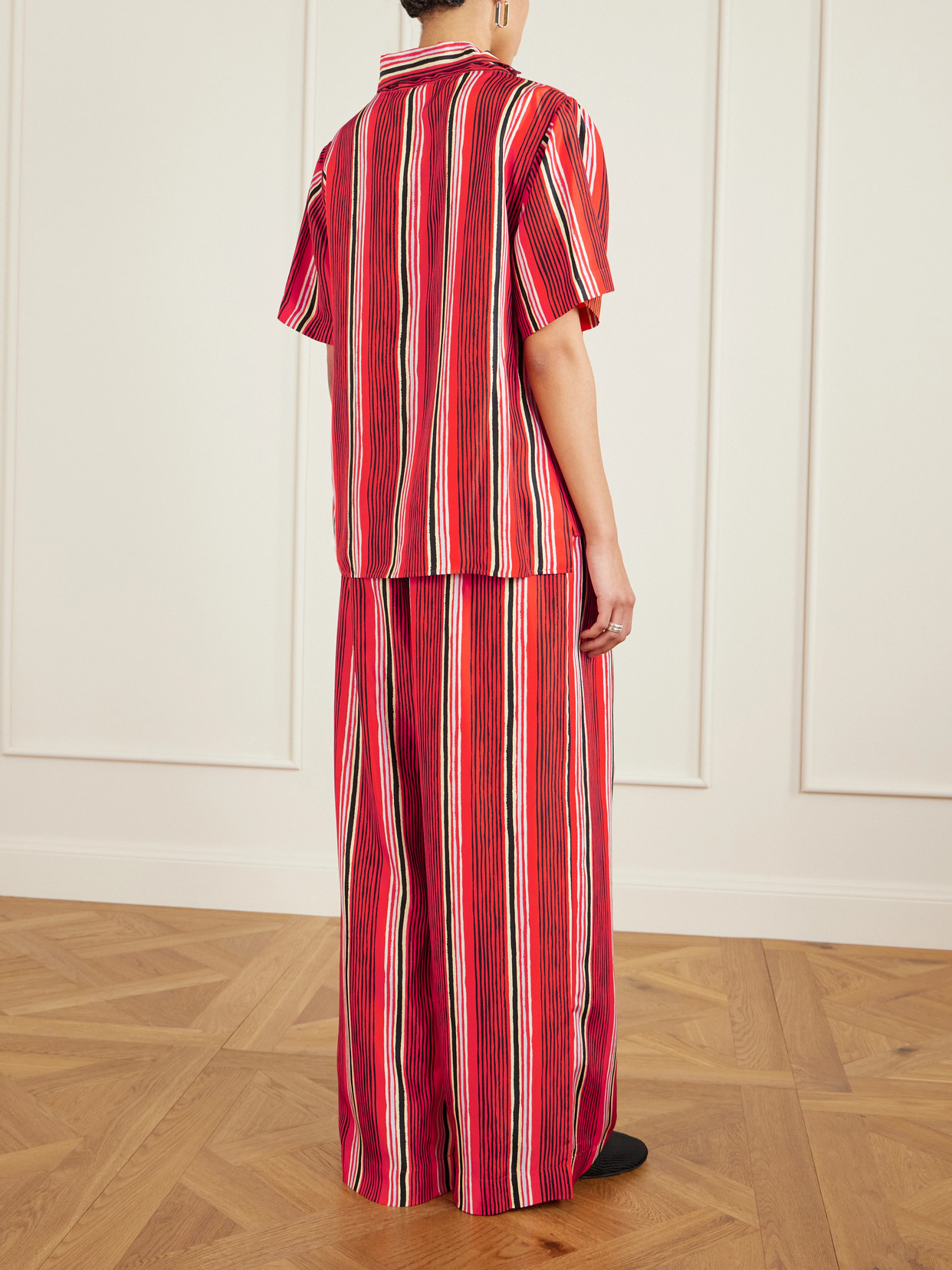 Amira Striped Silk-Habotai Blouse