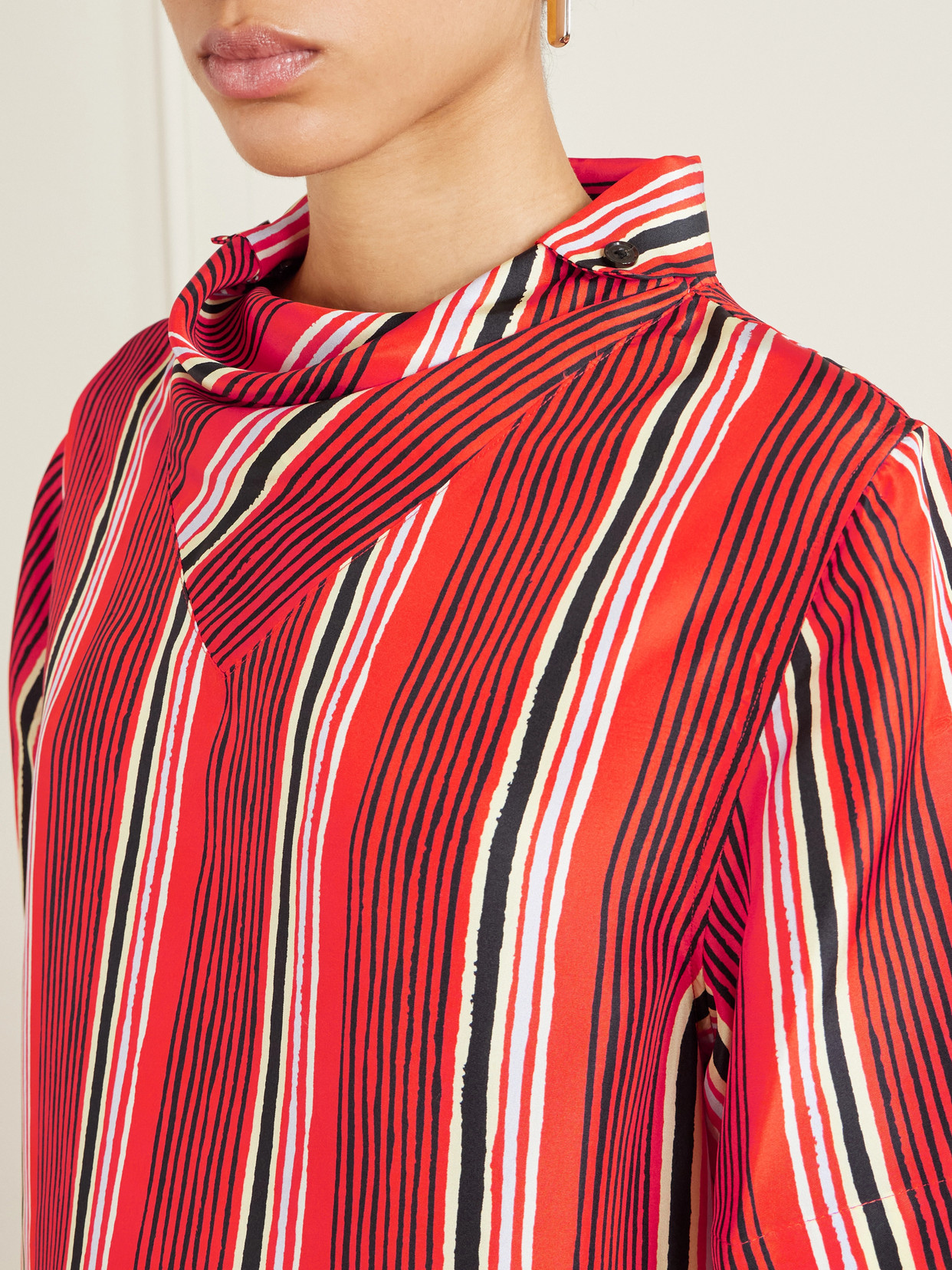 Amira Striped Silk-Habotai Blouse