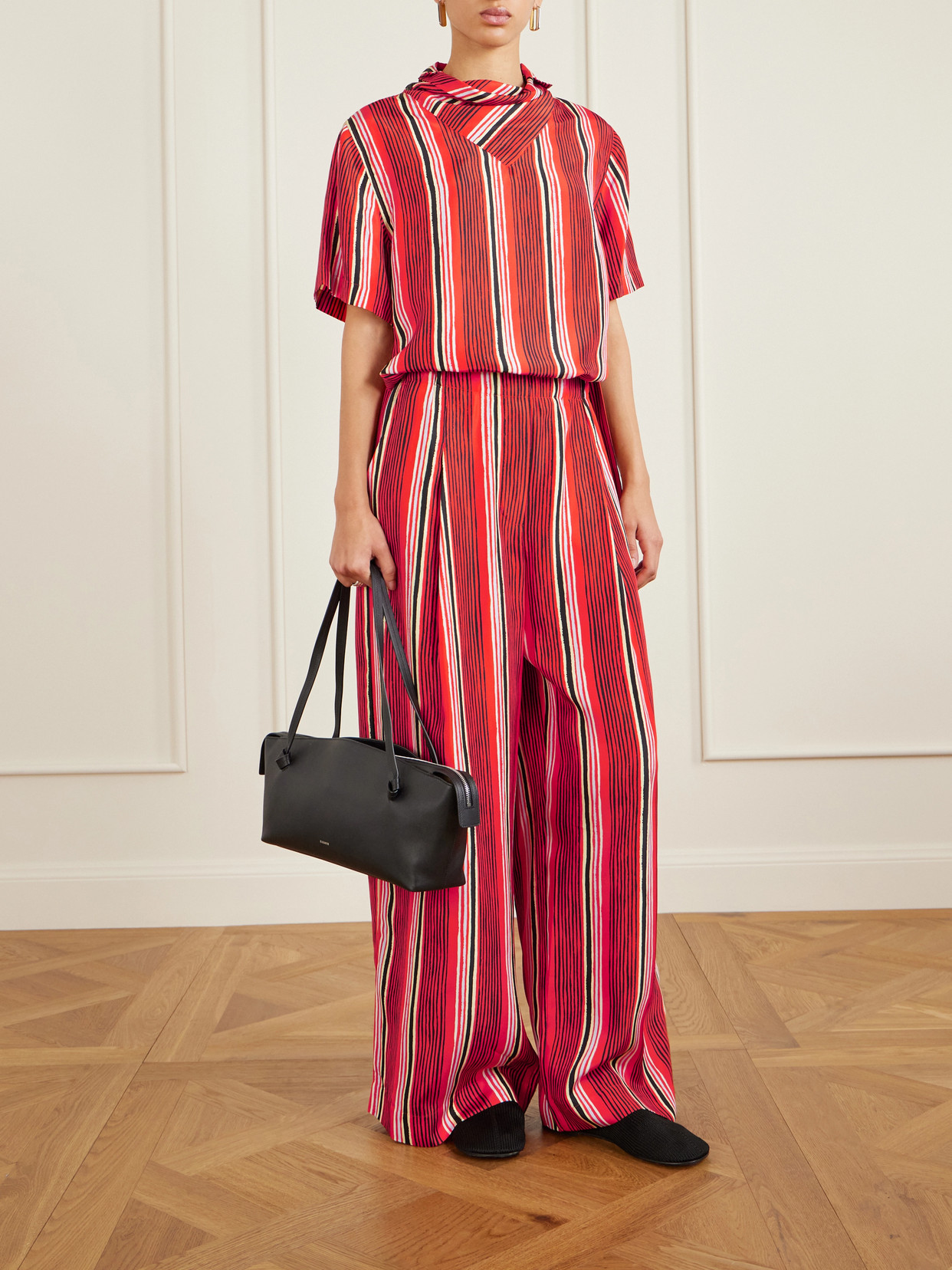 Amira Striped Silk-Habotai Blouse