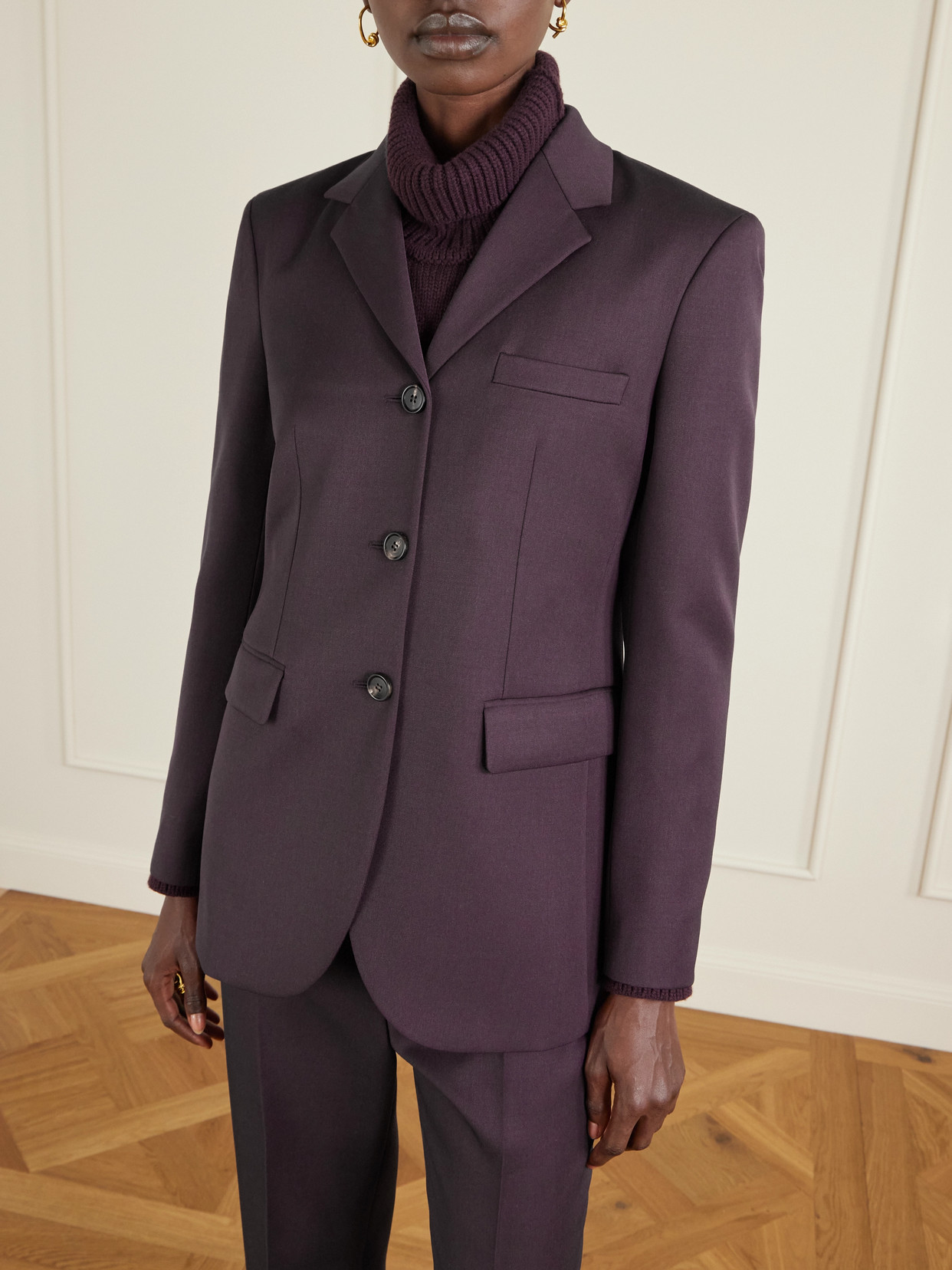 Veronica De Piante Fini Wool Blazer In Purple