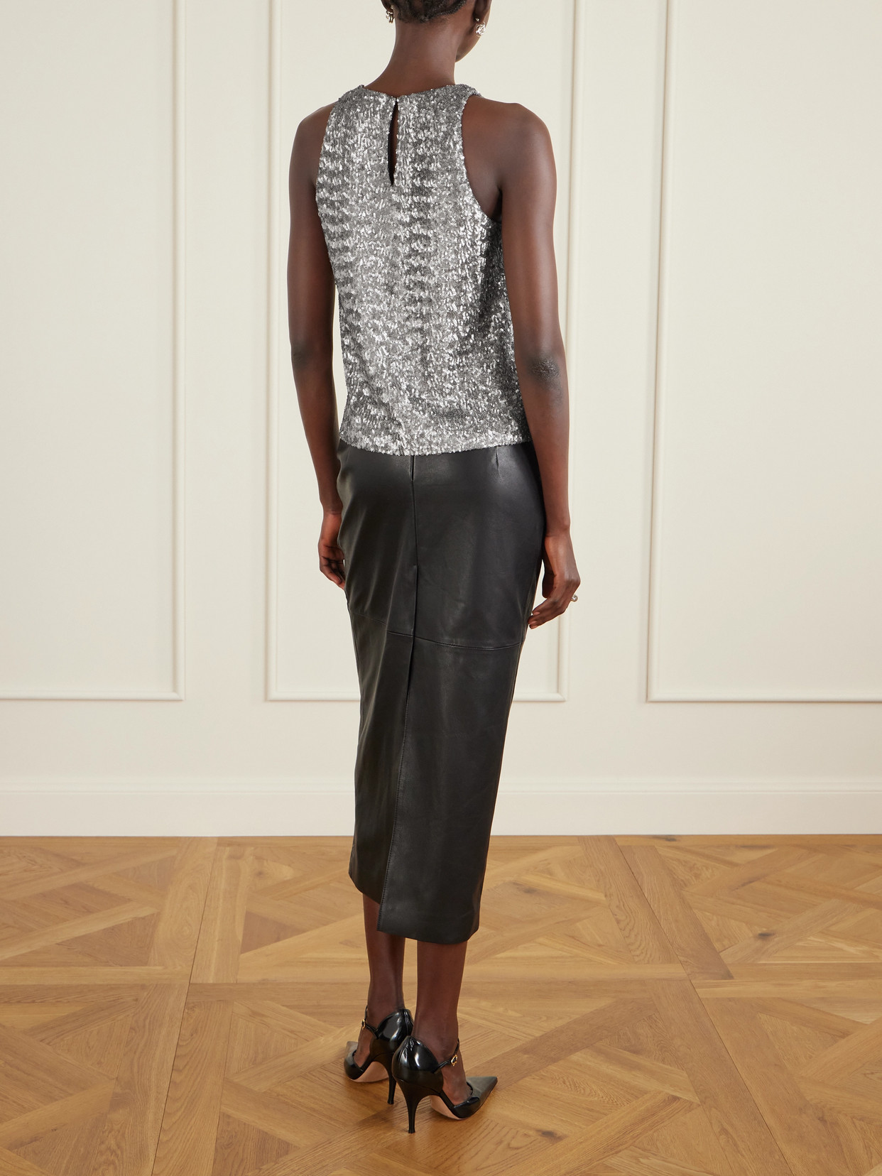 Veronica De Piante Alizeh Sequined Gauze Top In Silver