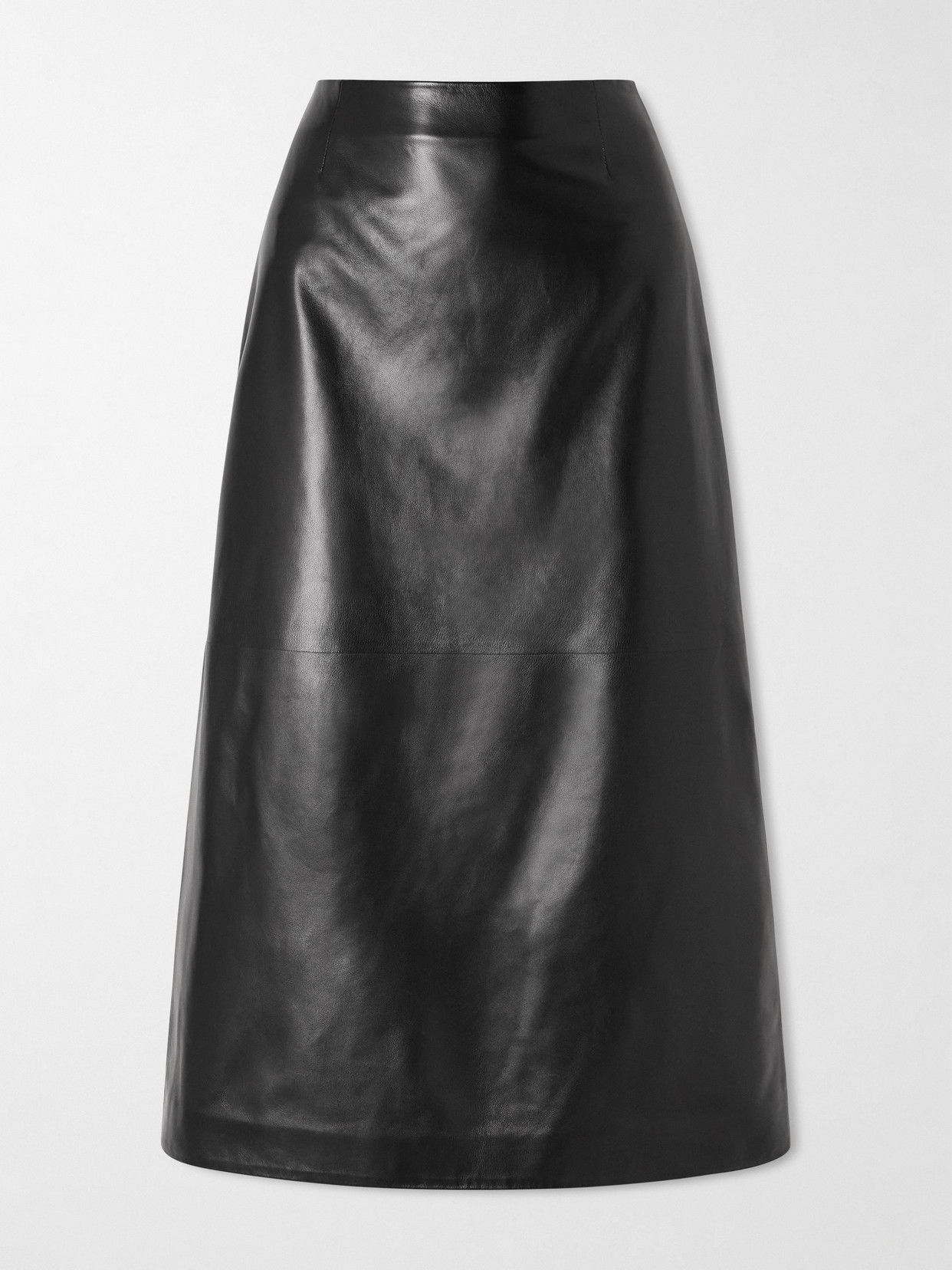 Veronica De Piante Gisele Paneled Leather Midi Skirt In Black