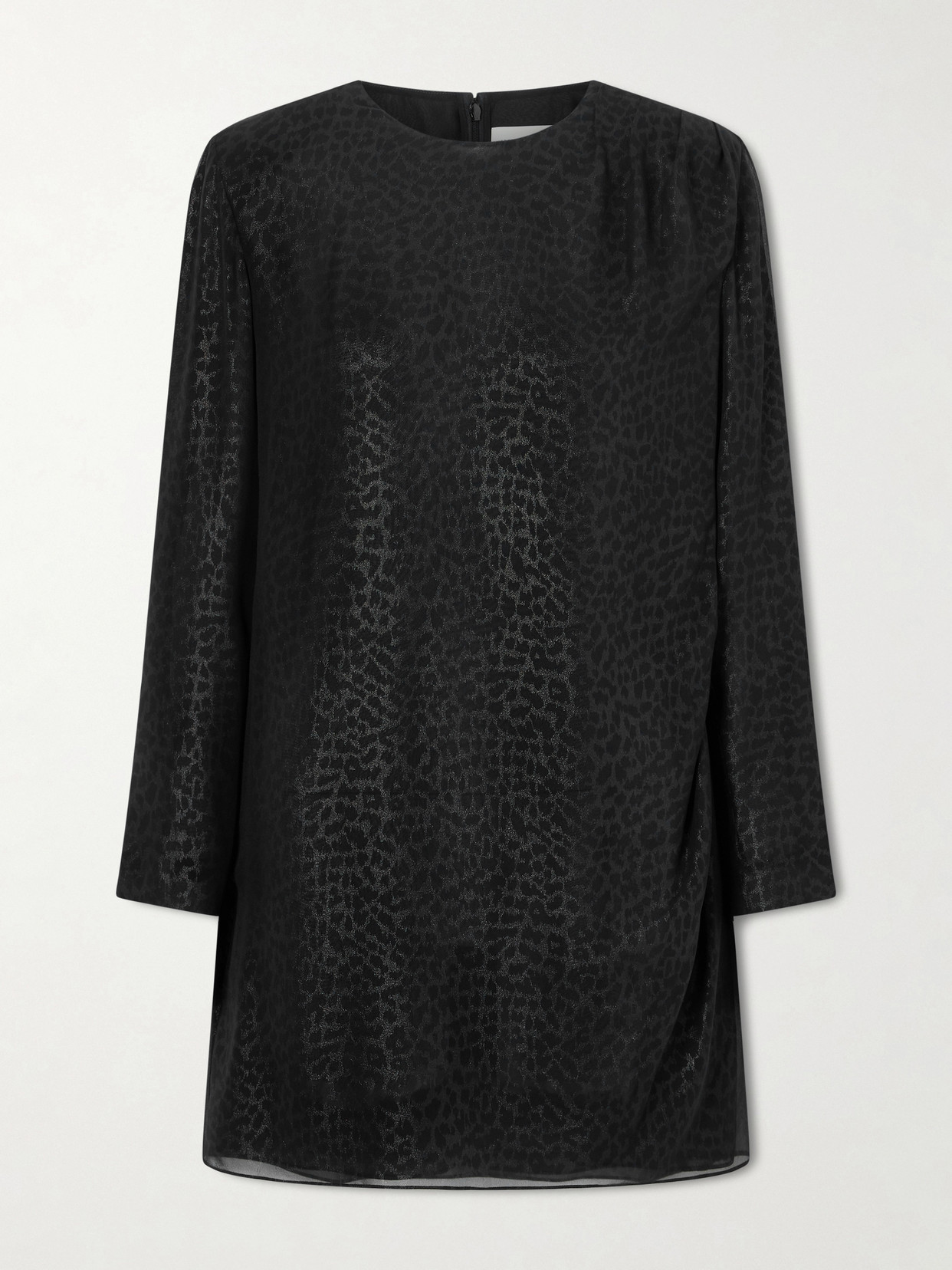 Veronica De Piante Pia Metallic Leopard-print Silk-chiffon Mini Dress In Black