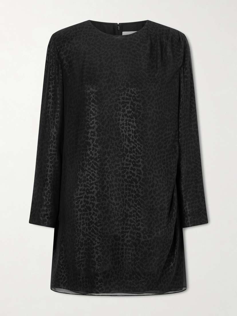 Veronica de Piante Pia Metallic Leopard-print Silk-chiffon Mini Dress