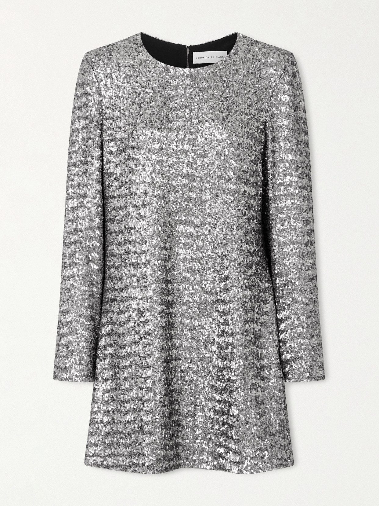 Veronica De Piante Layla Sequined Tulle Mini Dress In Silver