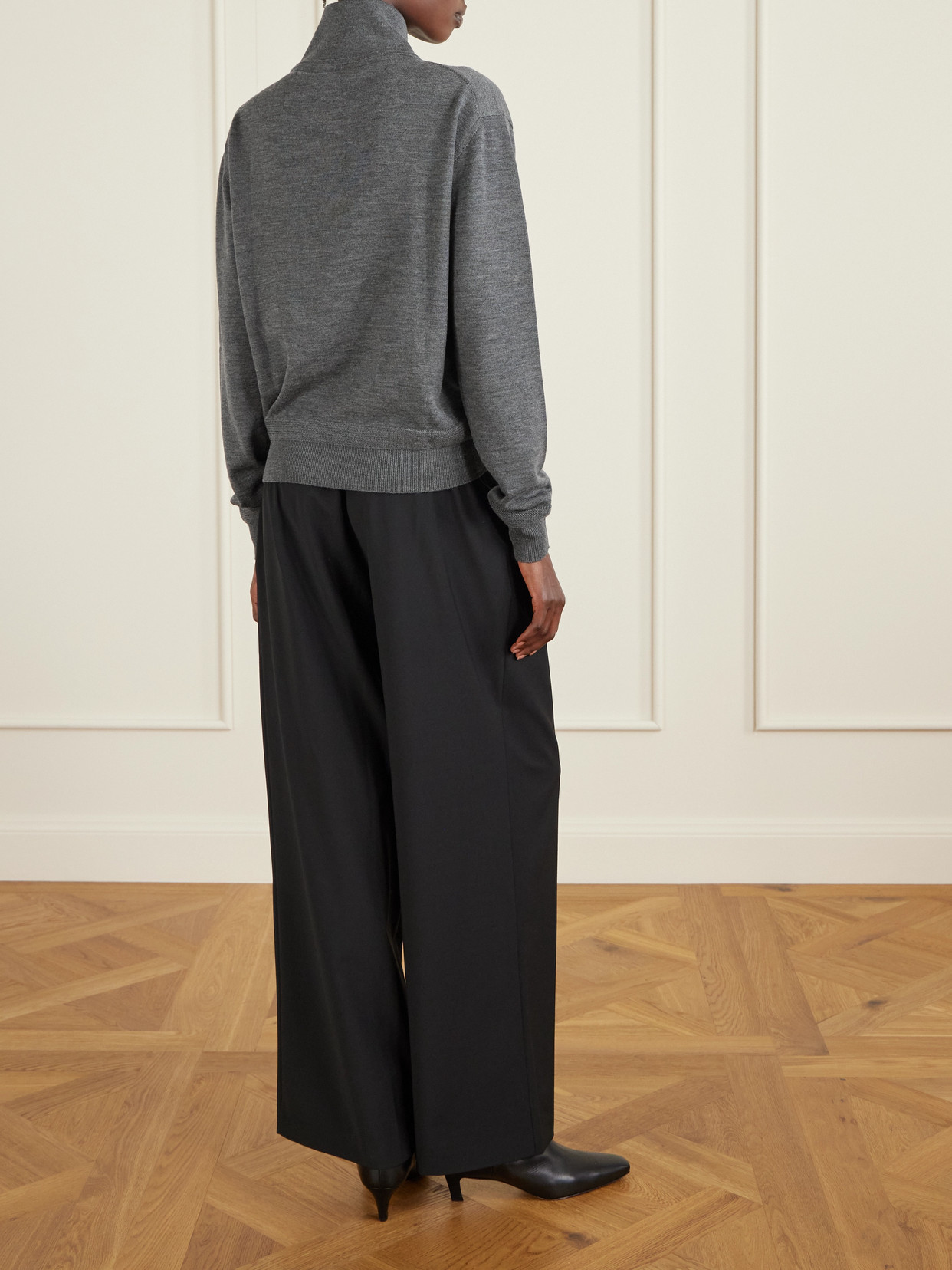 Veronica De Piante Alicia Wool Polo Shirt In Gray