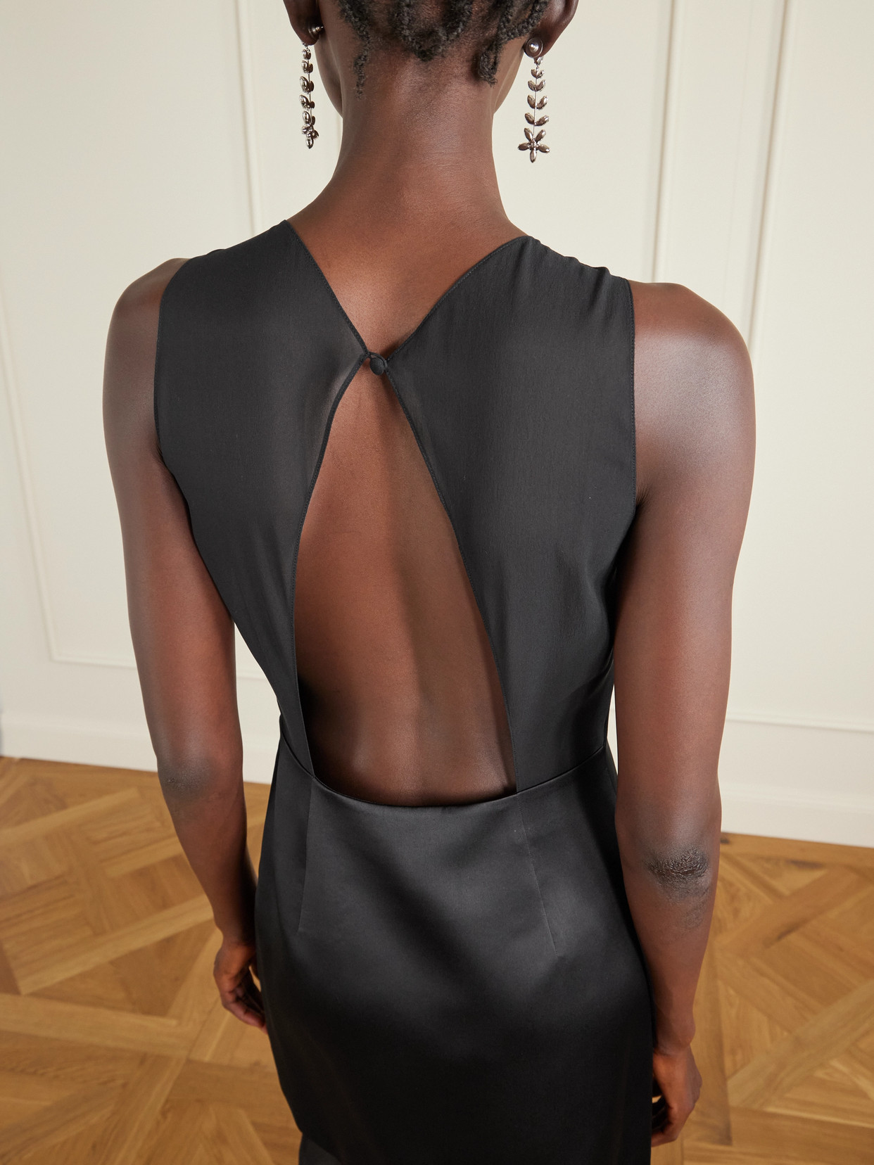 Veronica De Piante Soren Open-back Silk Mini Dress In Black