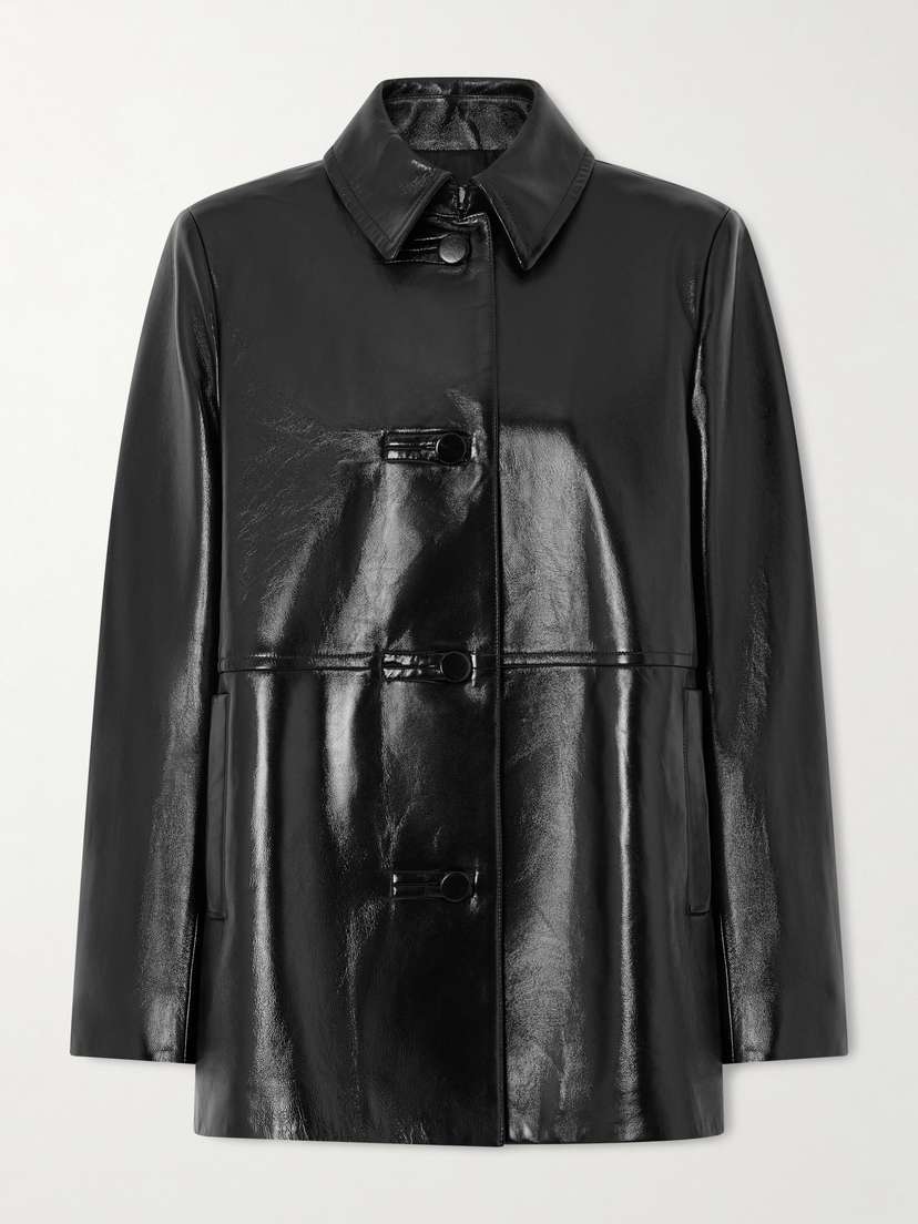 Veronica de Piante Jess Paneled Glossed-leather Jacket