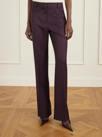 Veronica De Piante Pleated grain de poudre wool flared pants