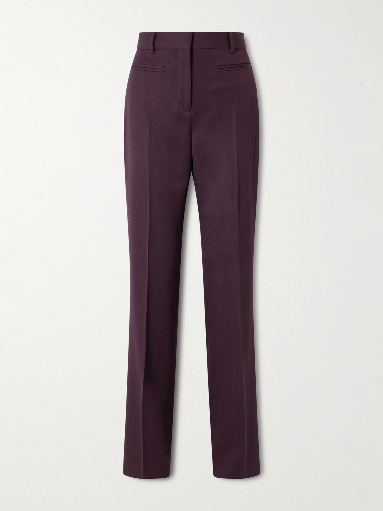 Veronica De Piante Pleated Grain De Poudre Wool Flared Pants In Purple
