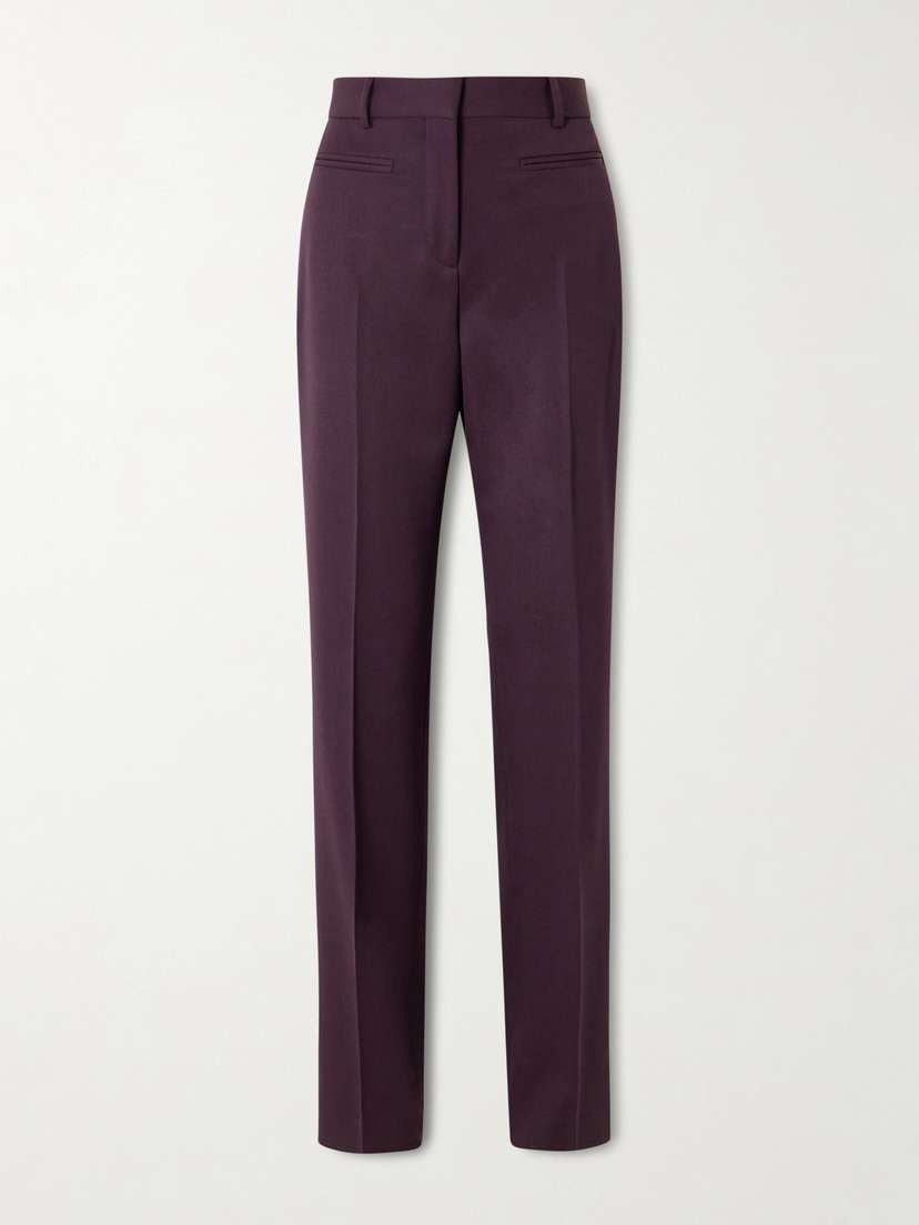 Veronica de Piante Pleated Grain De Poudre Wool Flared Pants
