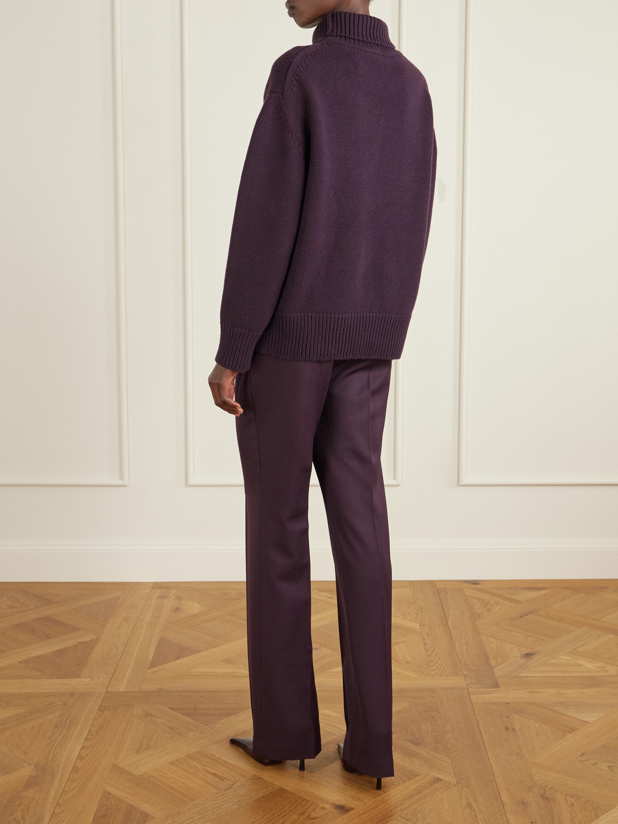 Veronica De Piante Delphine Wool And Cashmere-blend Turtleneck Sweater In Purple