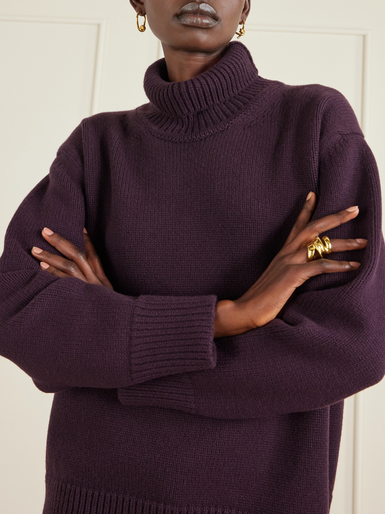 Veronica De Piante Delphine Wool And Cashmere-blend Turtleneck Sweater In Purple
