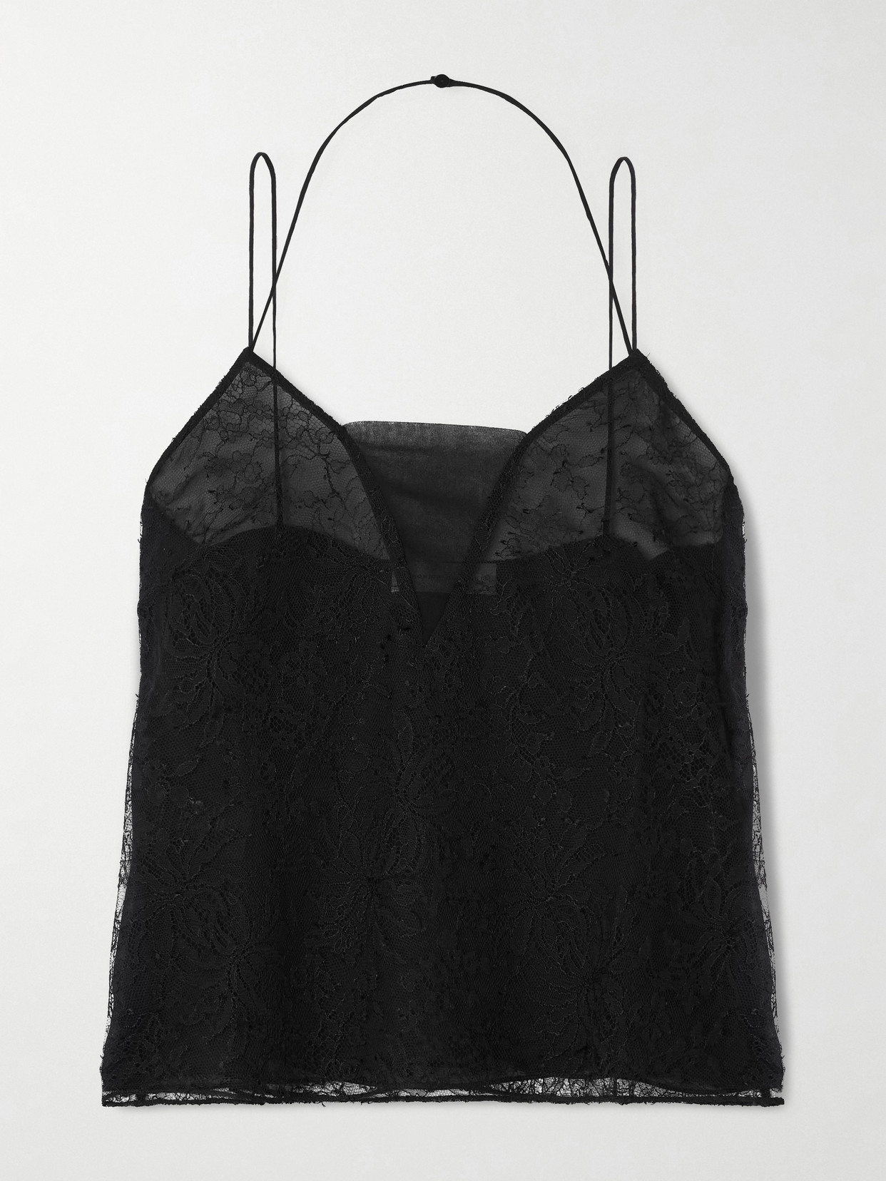 Veronica De Piante Mariana Layered Lace And Silk-georgette And Camisole In Black