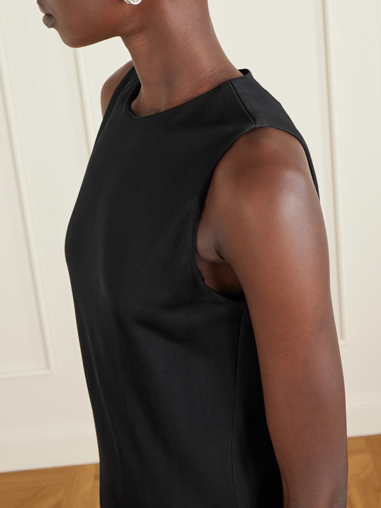 Veronica De Piante Carmen Satin-jersey Maxi Dress In Black