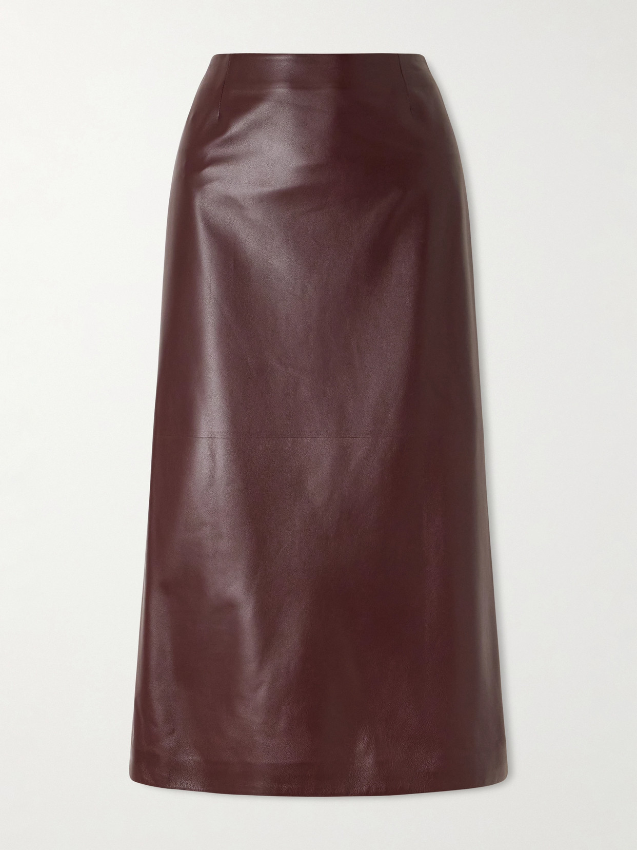 Veronica De Piante Gisele Paneled Leather Midi Skirt In Brown