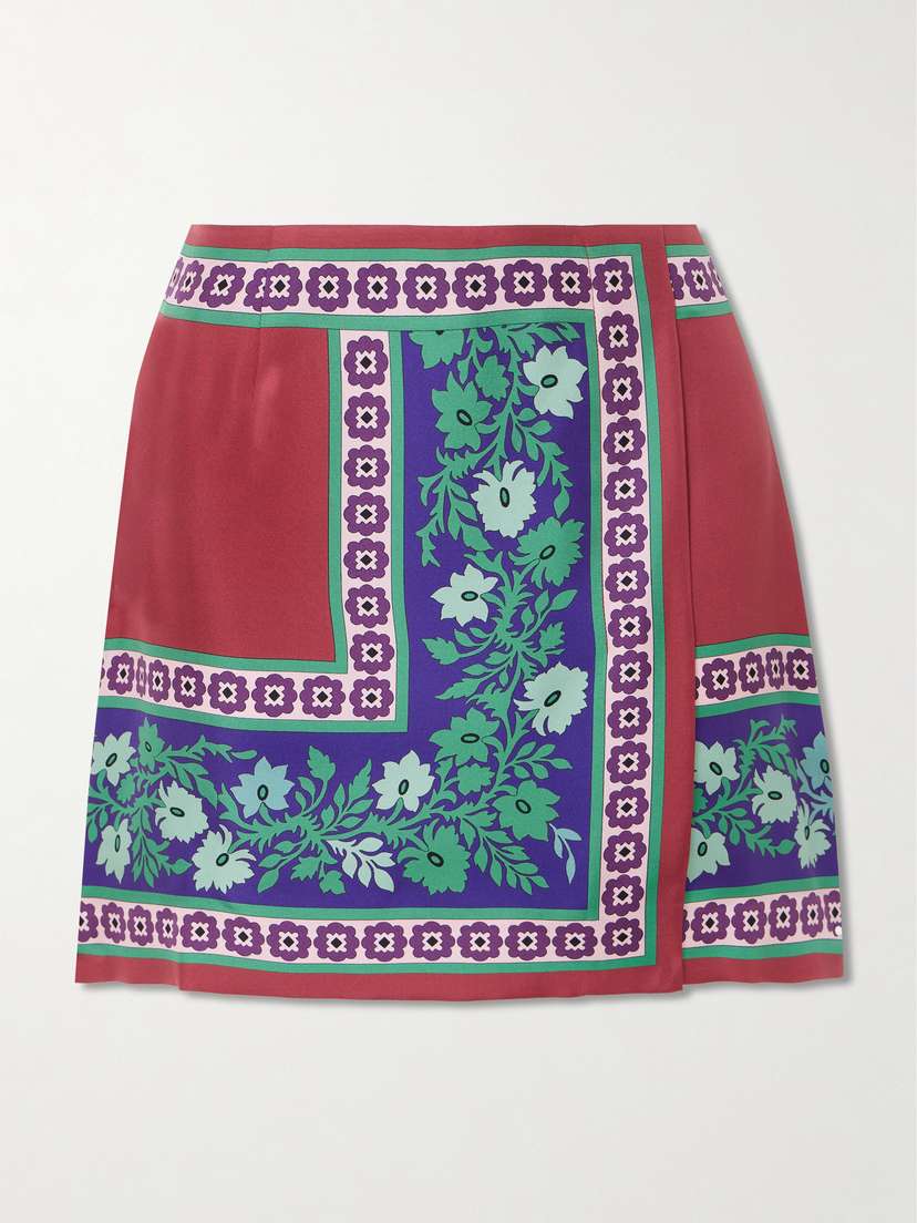 La DoubleJ Foulard Printed Silk Mini Skirt