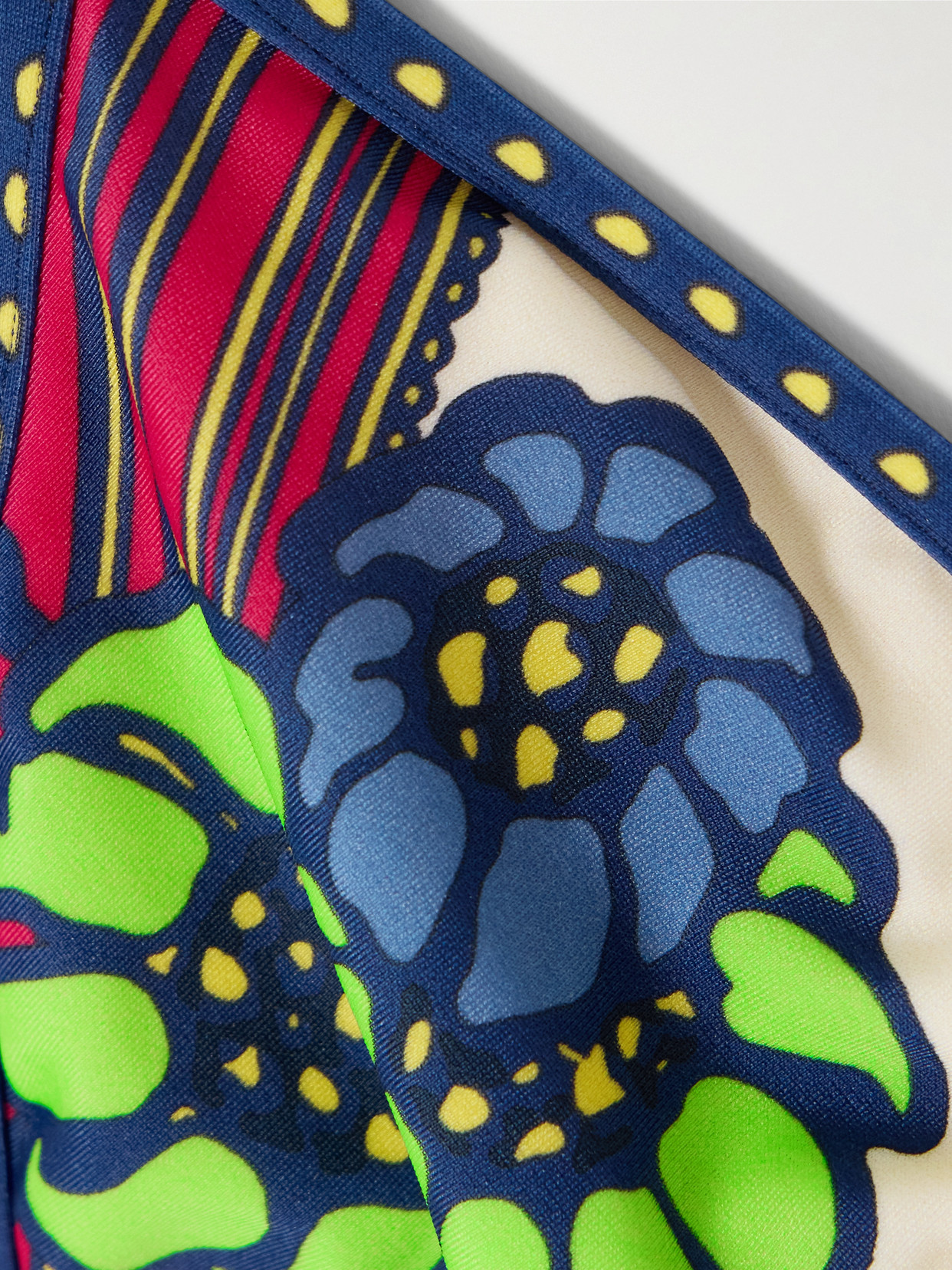 La Doublej Printed Triangle Bikini Top In Blue