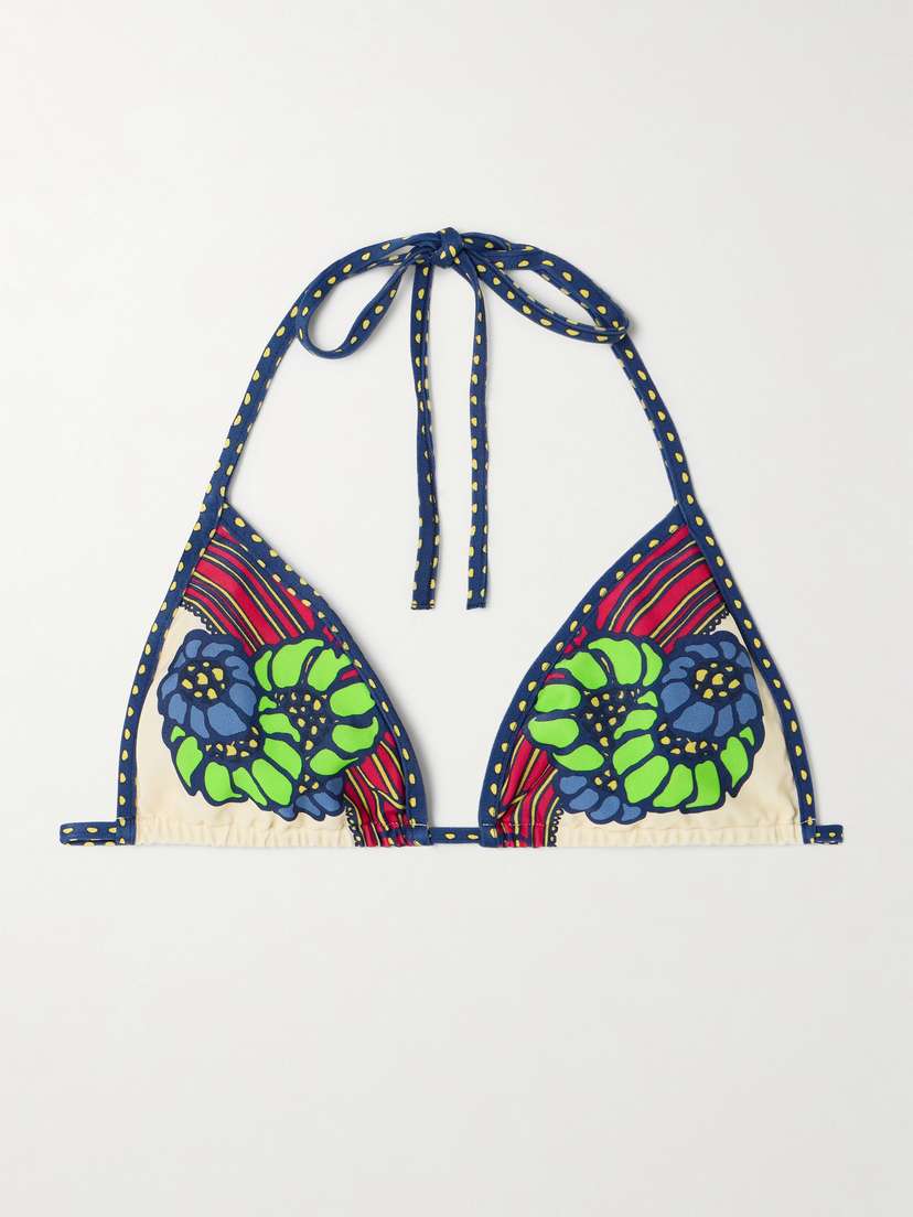 La DoubleJ Printed Triangle Bikini Top