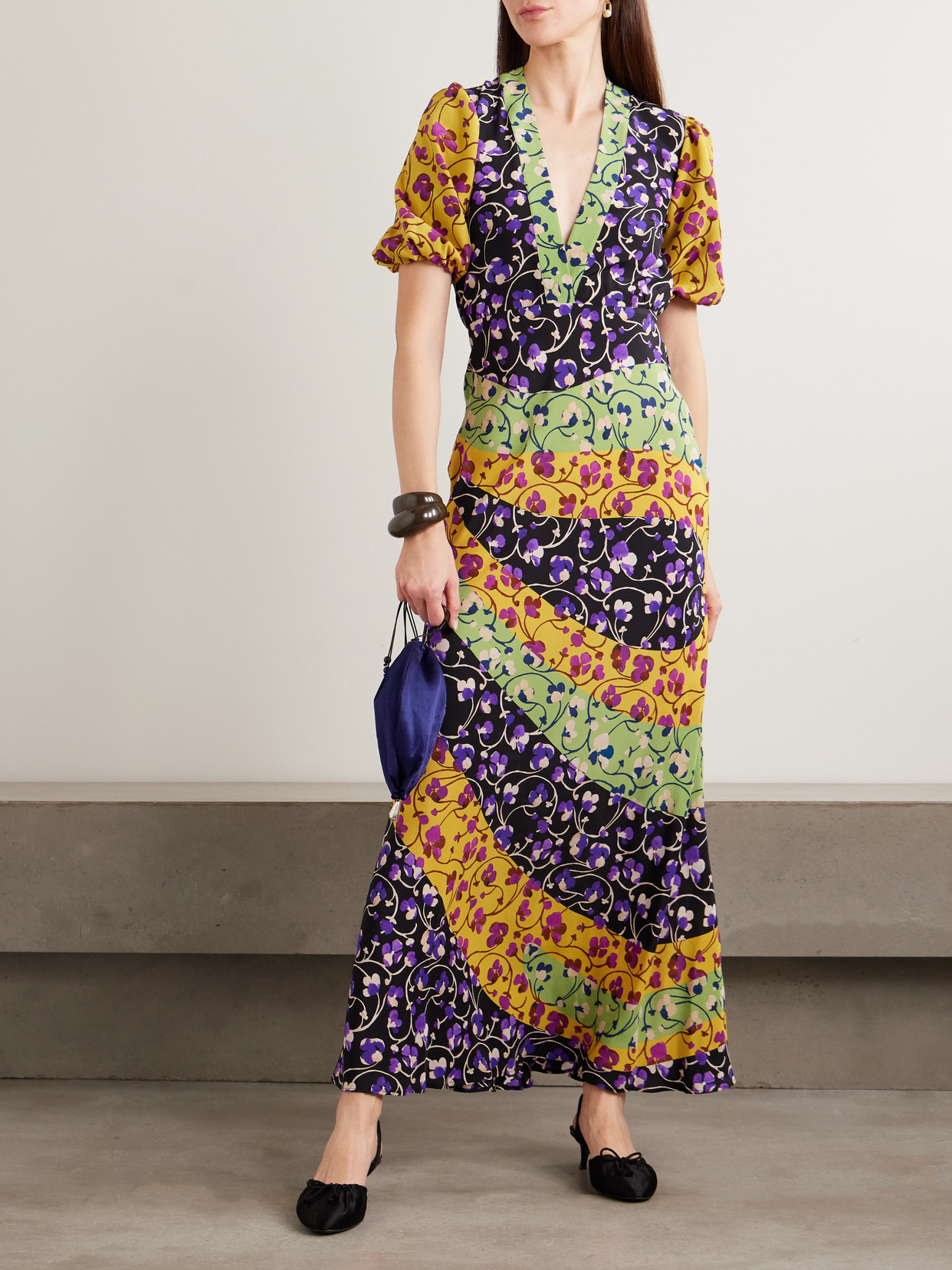 La Doublej Marlene Printed Silk-crepe Maxi Dress In Multi