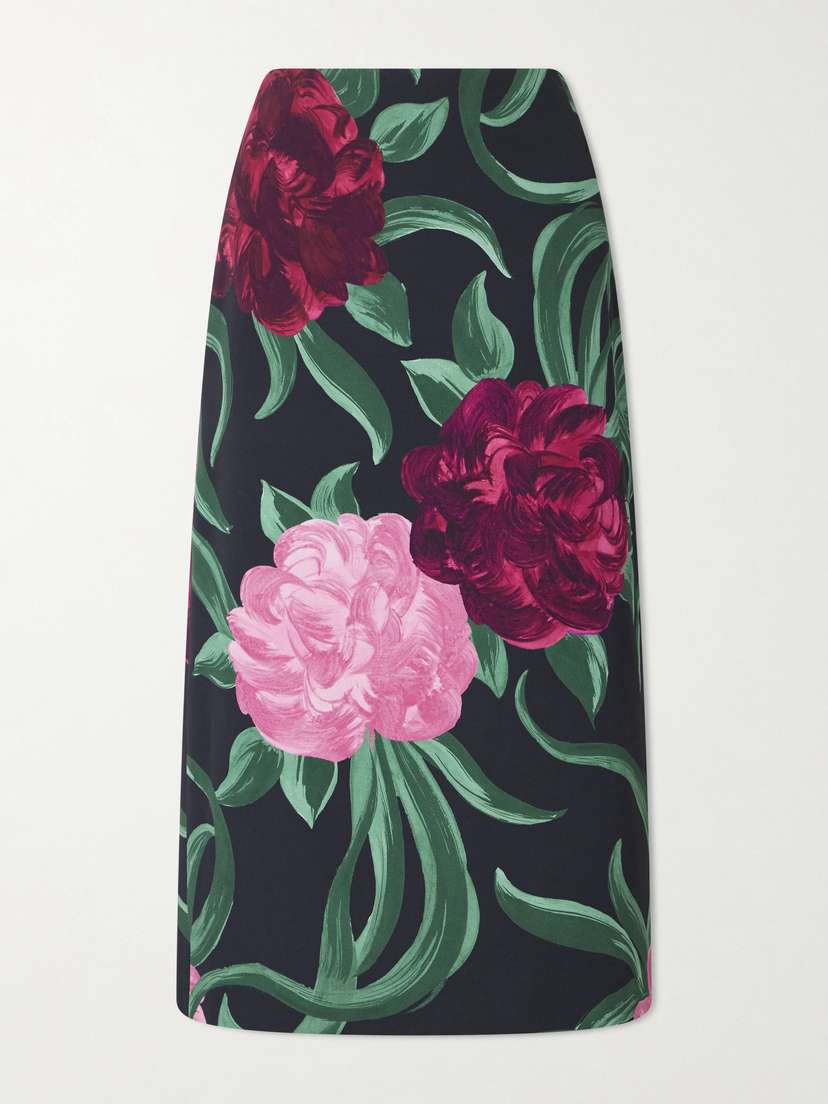 La DoubleJ Printed Satin Maxi Skirt