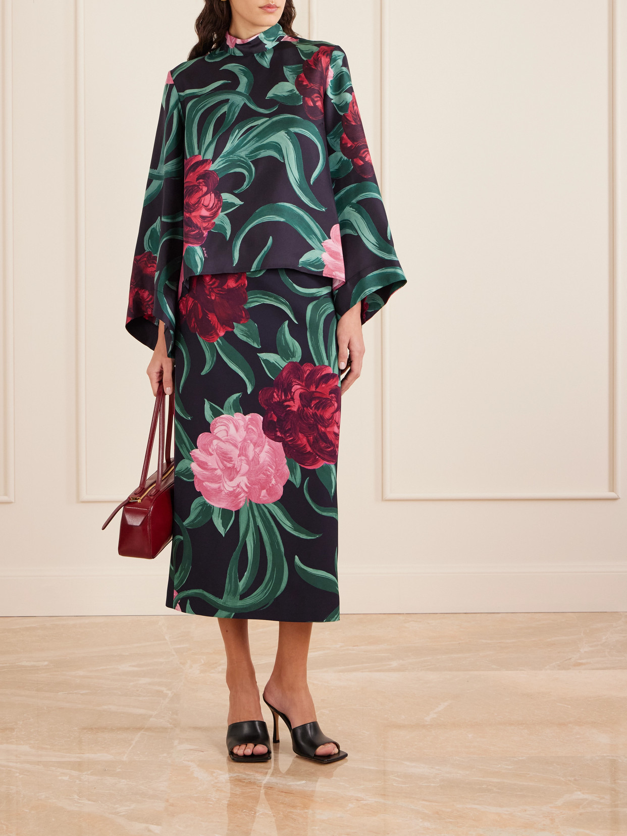 Printed Satin Maxi