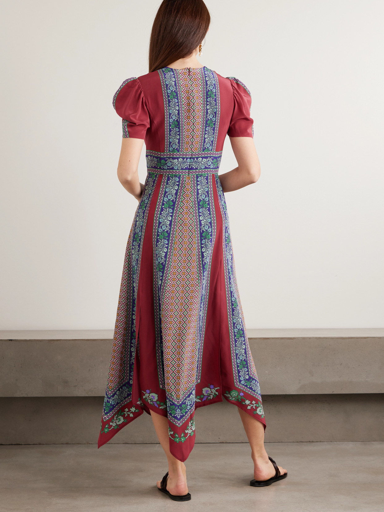 La Doublej Silk Printed Maxi Dress In Red