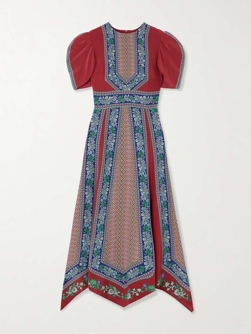 La DoubleJ Cherie Printed Silk Midi Dress