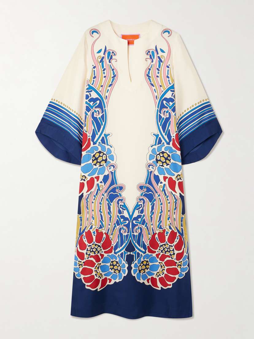 La DoubleJ Printed Silk-twill Midi Dress