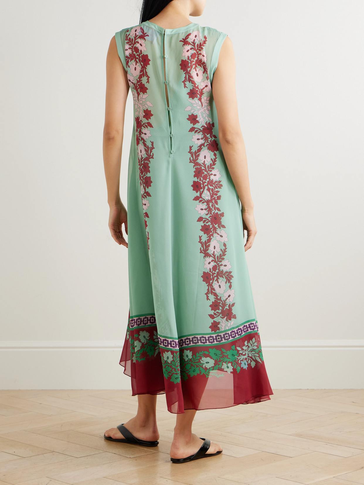 La Doublej Silk Chiffon Printed Maxi Dress In Multi