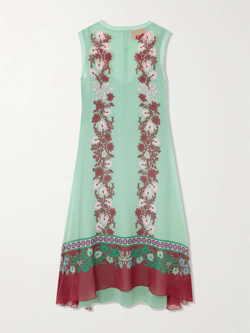 La DoubleJ Maria Printed Silk Midi Dress