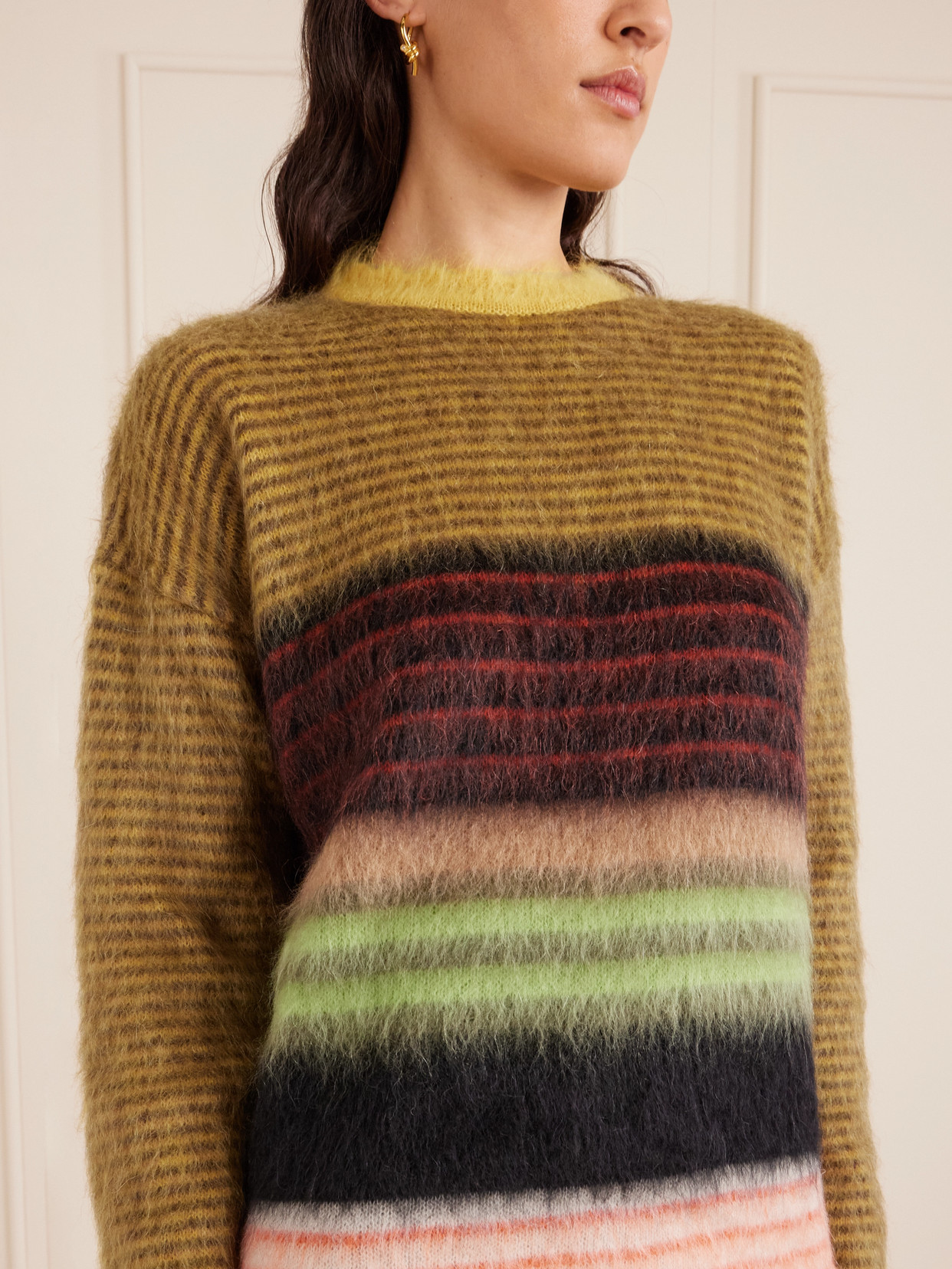 La Doublej Brera Striped Mohair-blend Sweater In Multi