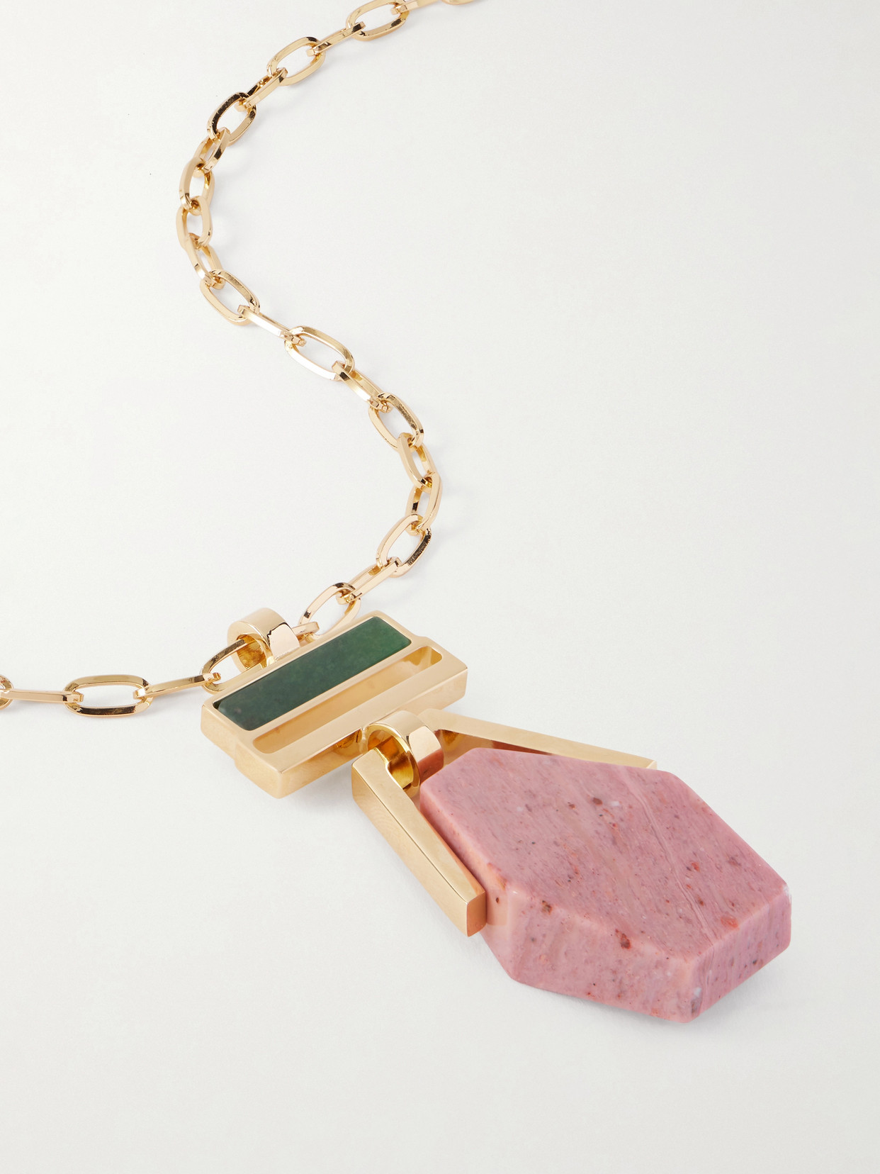 La Doublej Bridge Portal Gold-plated, Thulite And Zoisite Necklace In Gold