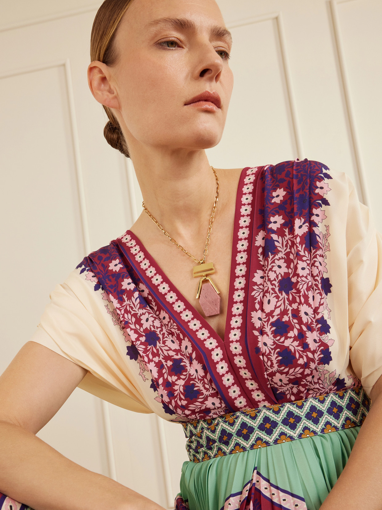 La Doublej Bridge Portal Gold-plated, Thulite And Zoisite Necklace In Gold