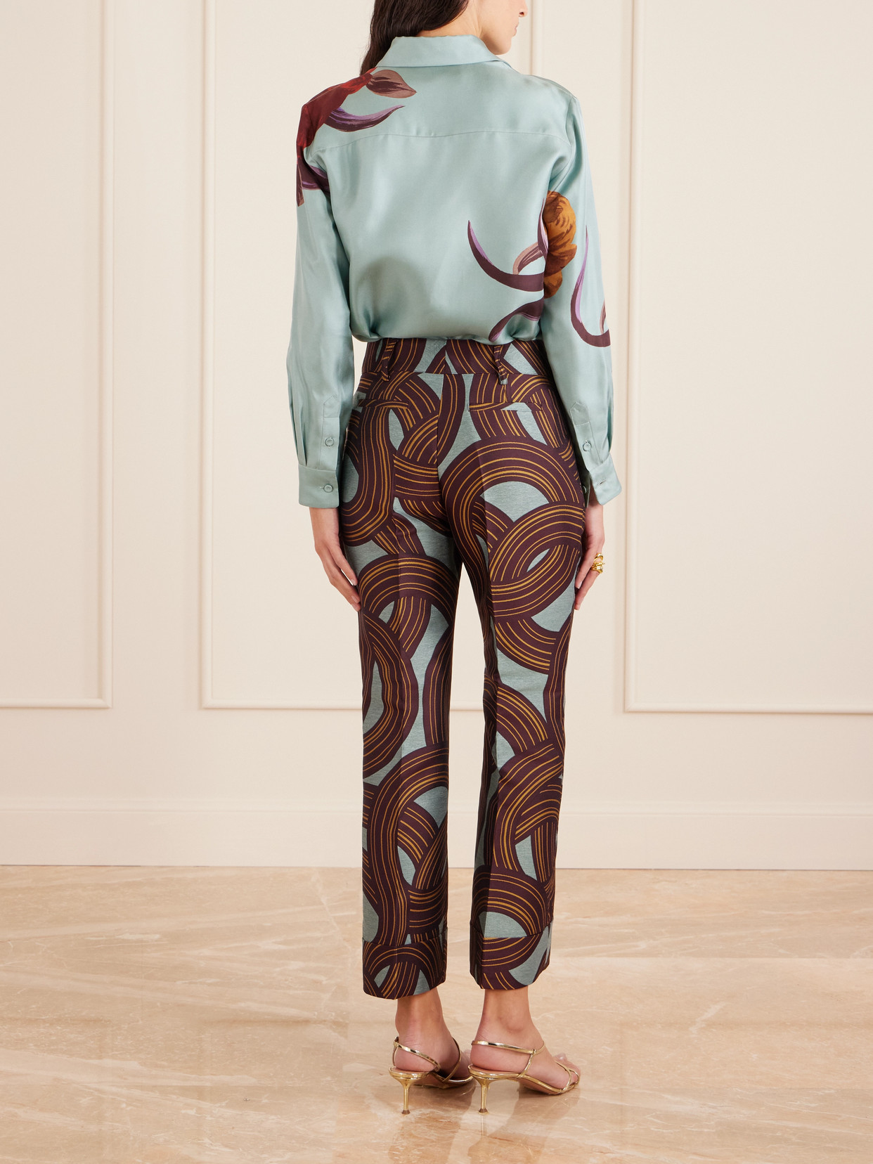 La Doublej Hendrix Cropped Jacquard Straight-leg Pants In Multi