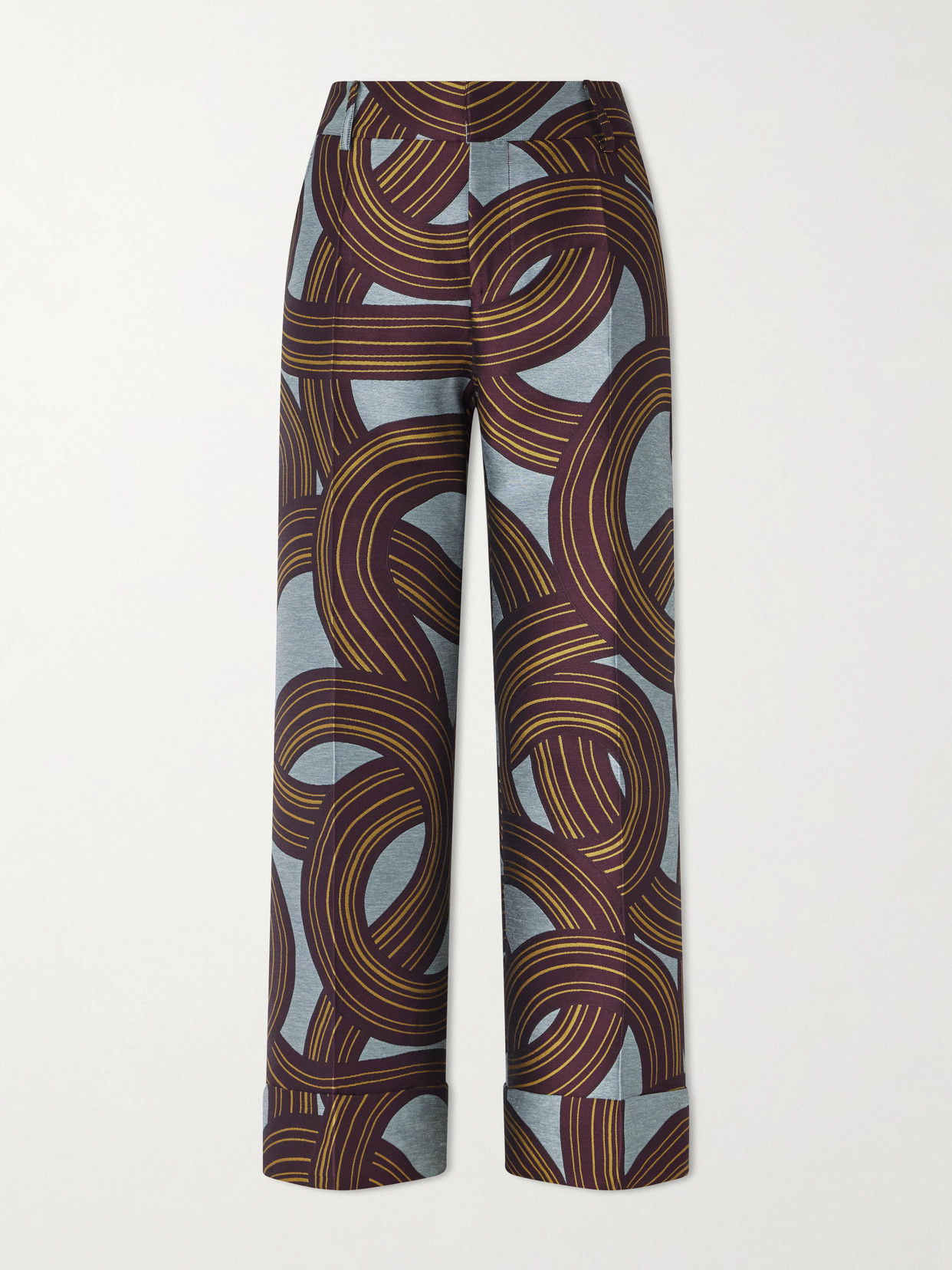 La Doublej Hendrix Cropped Jacquard Straight-leg Pants In Multi