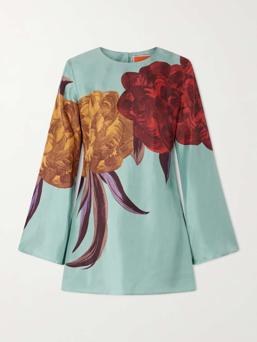La DoubleJ Supremes Printed Silk-twill Mini Dress