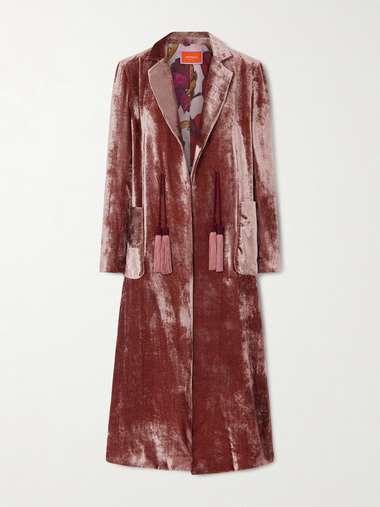 La Doublej Tasseled Velvet Coat In Pink