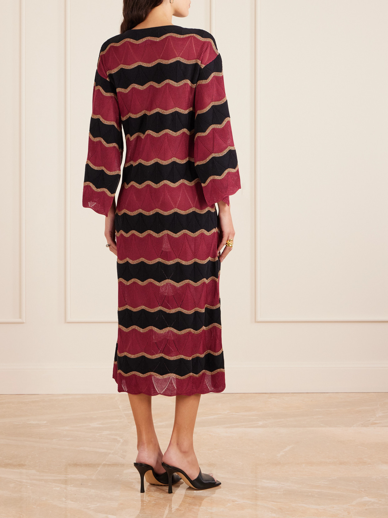 La Doublej Striped Cotton-blend Midi Dress In Multi