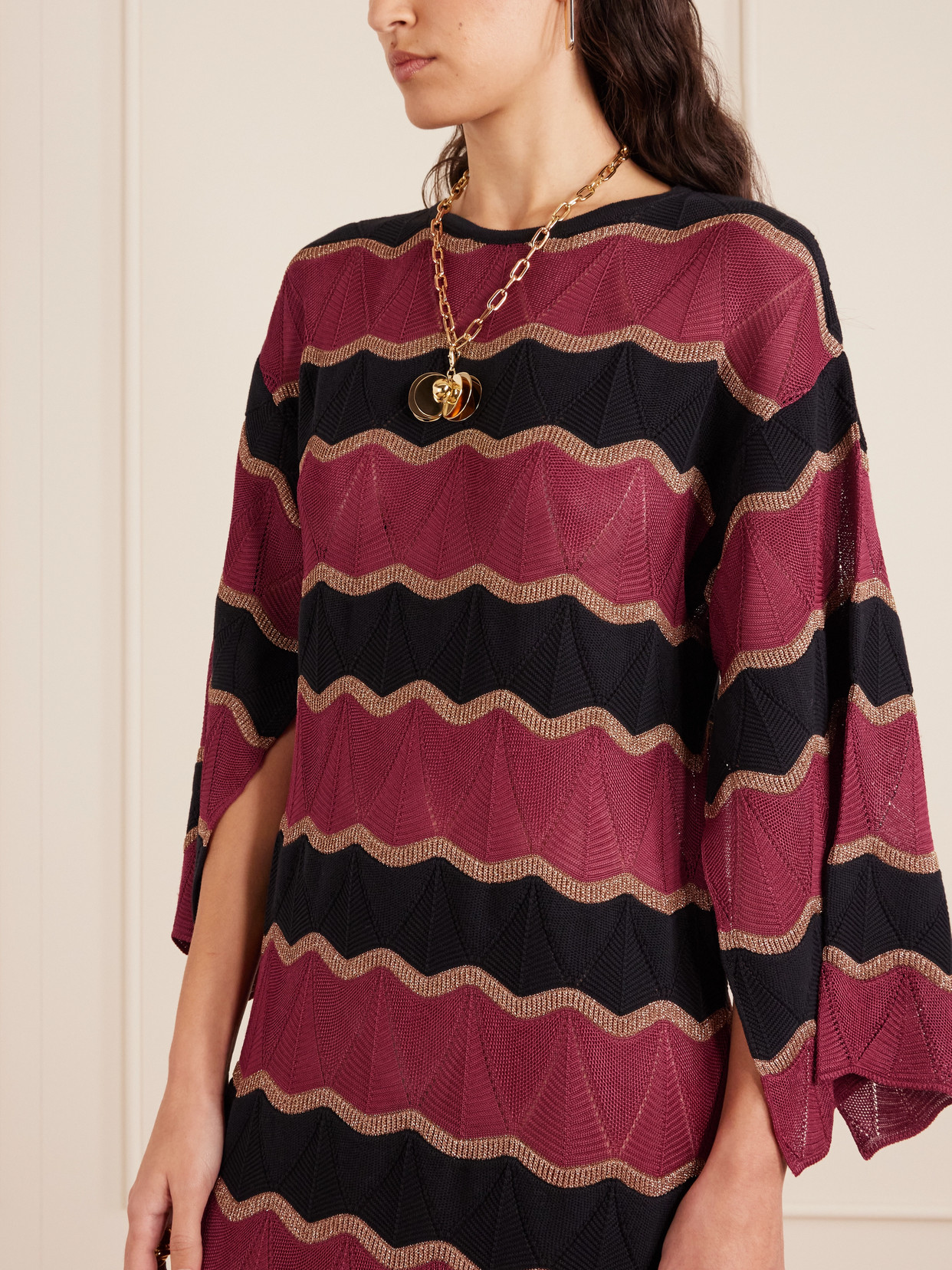 La Doublej Striped Cotton-blend Midi Dress In Multi