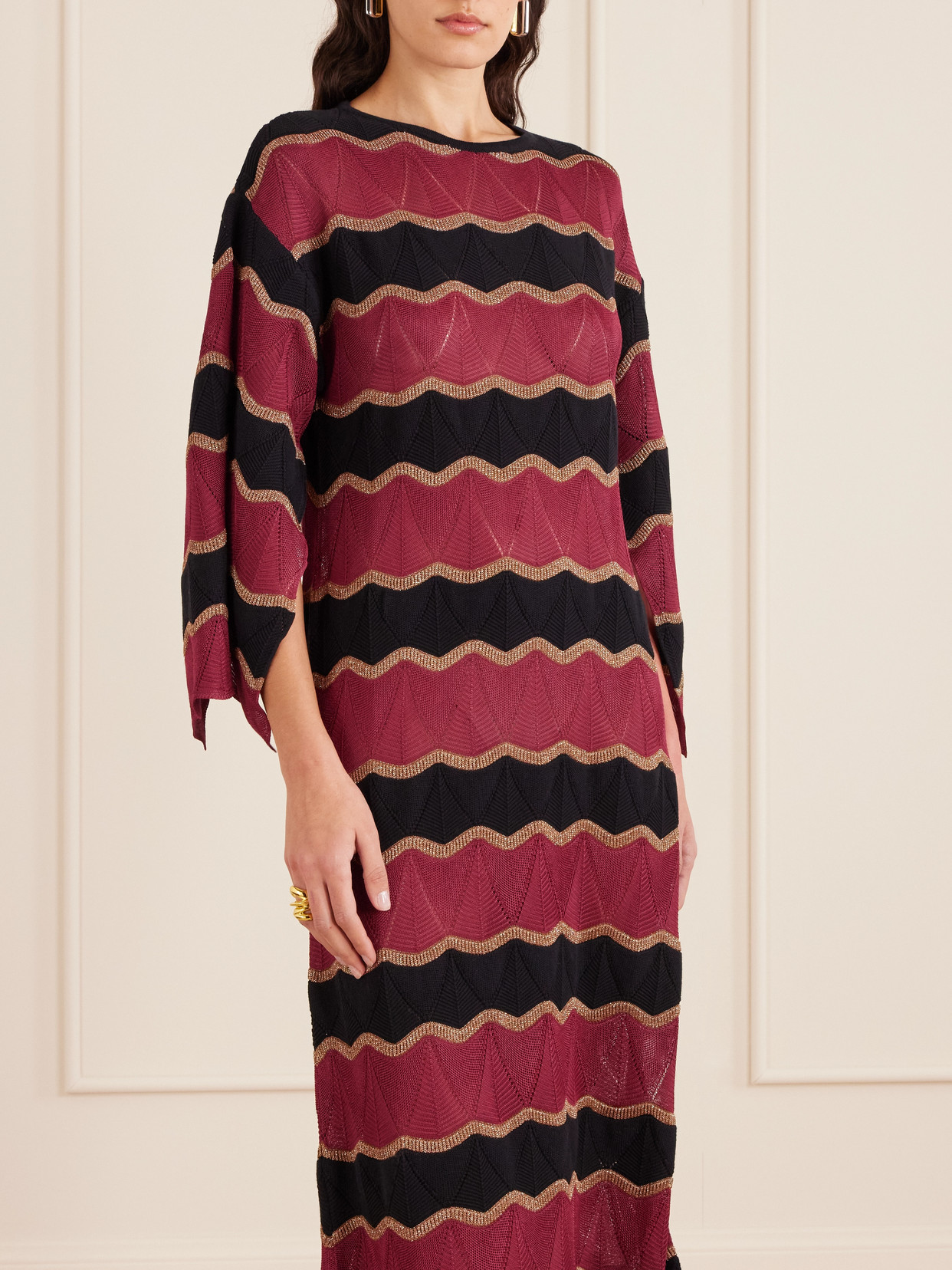 La Doublej Striped Cotton-blend Midi Dress In Multi