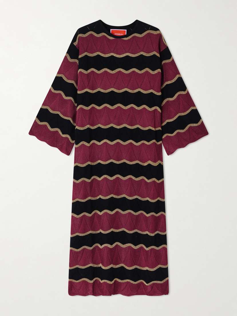 La DoubleJ Striped Cotton-blend Midi Dress