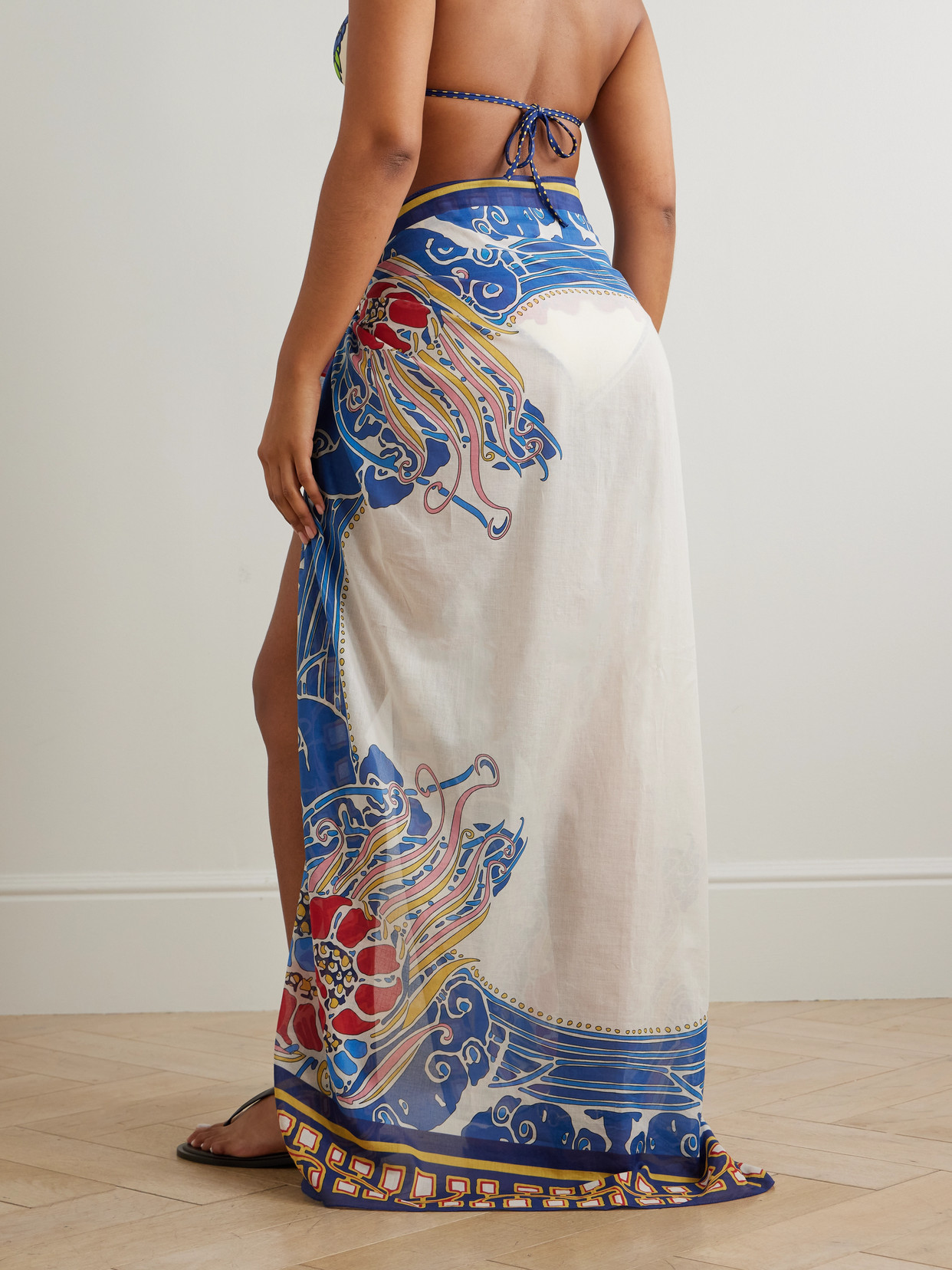 La Doublej Printed Cotton-voile Pareo In Multi